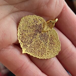 Elegant Gold Plated Aspen Leaf Pendant